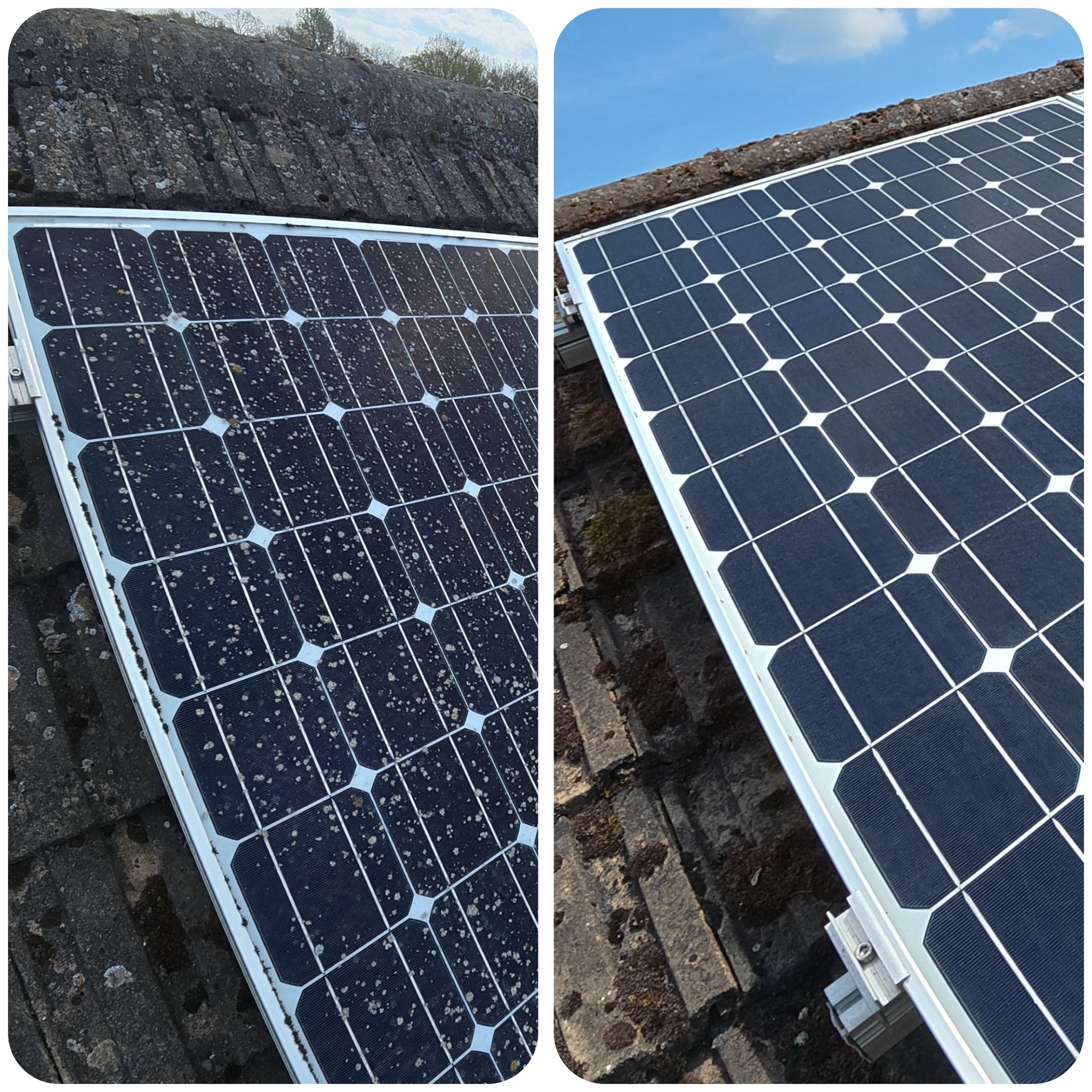 Before and after solar panel cleaning at a residential property in Skellingthorpe — photo 1